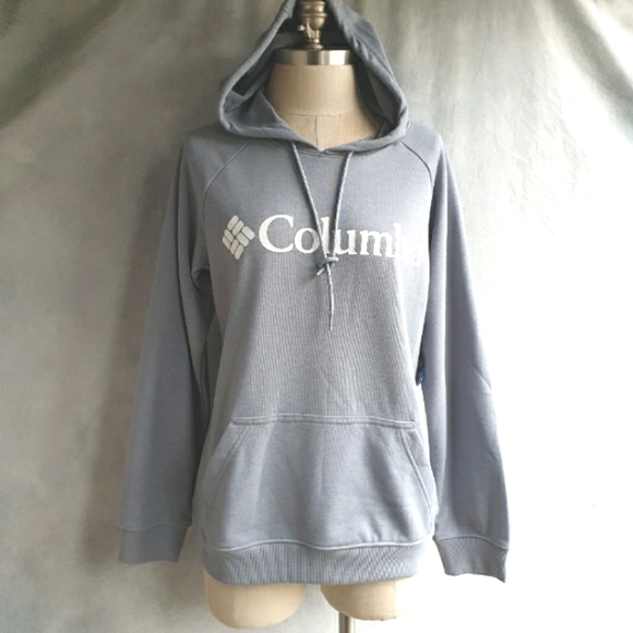 Columbia Women's Logo French Terry Cotton Hoodie Sweatshirt in a Cool Grey Md - Picture 2 of 16